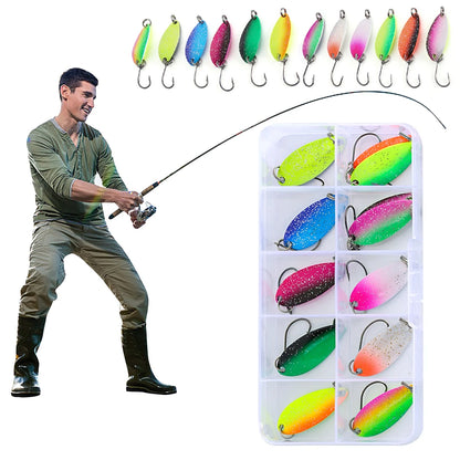 12Pcs Realistic Trout Bait with Single Hook- Artificial Trout Spoon