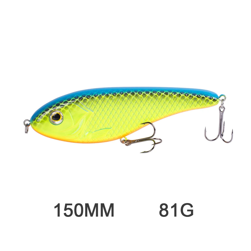 Hanlin Glide/Jerk-bait 75/90/120/150/mm 
FOR BASS, WALLEYE, PIKE, MUSKY, STEELHEAD, SALMON, CATFISH, STRIPERS & INSHORE SPECIES LIKE DRUM, SNOOK, SPECKLED TROUT