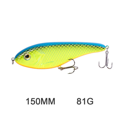 Hanlin Glide/Jerk-bait 75/90/120/150/mm 
FOR BASS, WALLEYE, PIKE, MUSKY, STEELHEAD, SALMON, CATFISH, STRIPERS & INSHORE SPECIES LIKE DRUM, SNOOK, SPECKLED TROUT