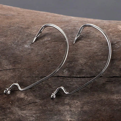 EWG Offset Worm Hooks for Bass Fishing, Texas Rig Hooks for Senko Soft Plastics Bait in Saltwater or Freshwater Size:2#