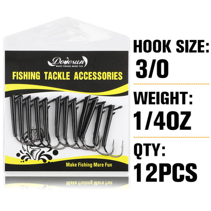 Dovesun 12PCS Ozark Rig Hooks/Jig-Heads, 3/0, for Saltwater & Freshwater