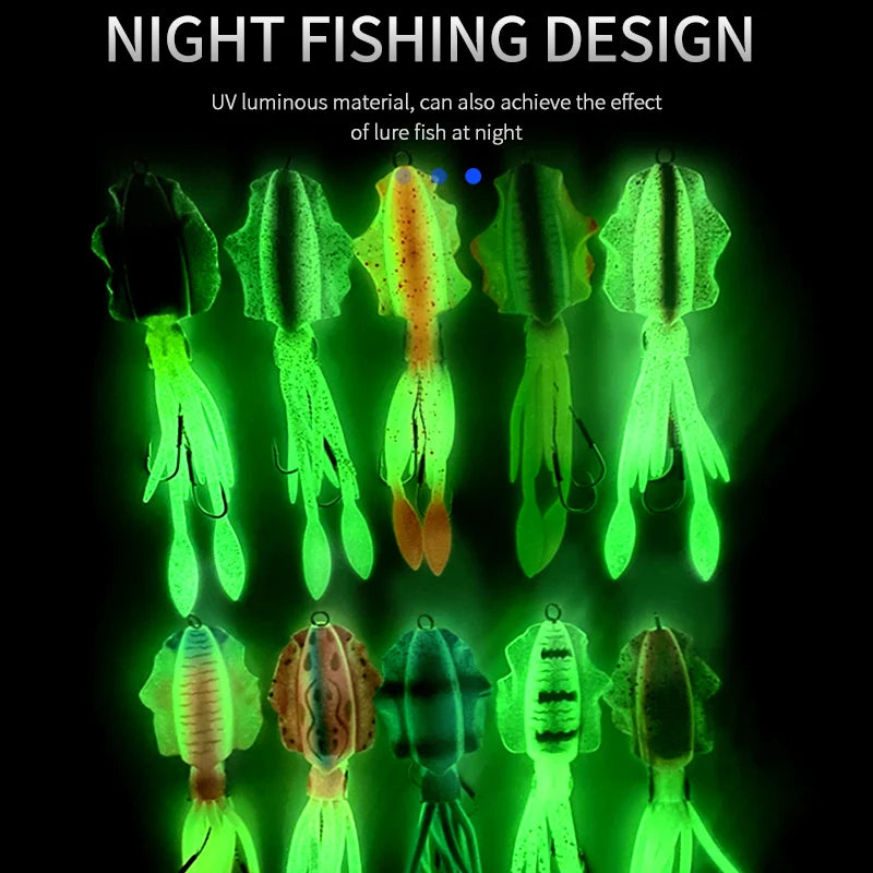 TEASER S031 60g 120g 150g 1Pcs Silicone-Sea Bionics/Swimming, Luminous Soft Squid Jigs