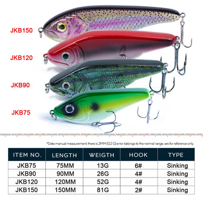 Hanlin Glide/Jerk-bait 75/90/120/150/mm 
FOR BASS, WALLEYE, PIKE, MUSKY, STEELHEAD, SALMON, CATFISH, STRIPERS & INSHORE SPECIES LIKE DRUM, SNOOK, SPECKLED TROUT