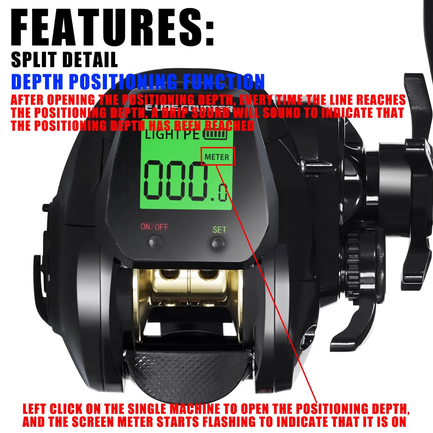 SAMOLLA Baitcasting Fishing Reel, Electronic Big Led Screen- High Speed 7.2:1 10kg Saltwater-Waterproof