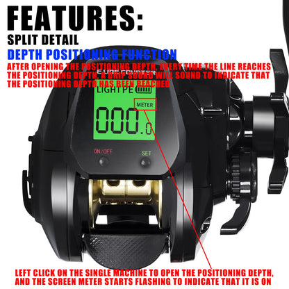 SAMOLLA Baitcasting Fishing Reel, Electronic Big Led Screen- High Speed 7.2:1 10kg Saltwater-Waterproof