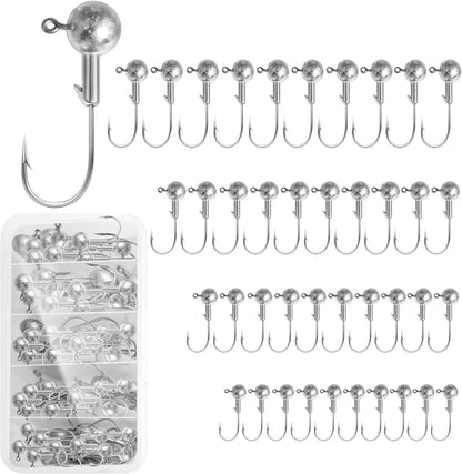 40 Pack  Jig Heads Set with Box, For Soft plastics , Saltwater- Freshwater Tackle Kit