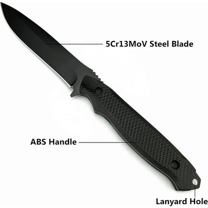10.5° Fixed Blade Knife with Sheath, 4.9°5Cr13MoV Steel Blade and ABS Handle, EDC Camping Knife for Outdoor Hunting- Straight Blade