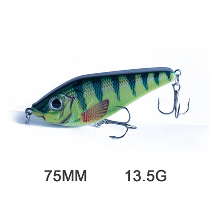 Hanlin Glide/Jerk-bait 75/90/120/150/mm 
FOR BASS, WALLEYE, PIKE, MUSKY, STEELHEAD, SALMON, CATFISH, STRIPERS & INSHORE SPECIES LIKE DRUM, SNOOK, SPECKLED TROUT