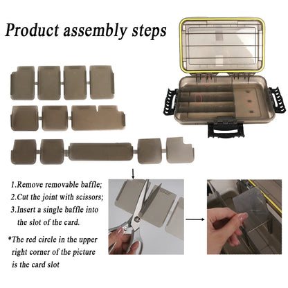 JSFUN Waterproof Floating Tackle Box S/M/L with Adjustable Dividers/Transparent Brown Anti-UV Lid