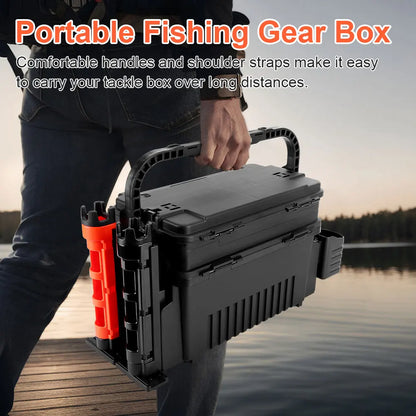 2 Tier Fishing Tackle Box , Fishing Gear Carry On Case