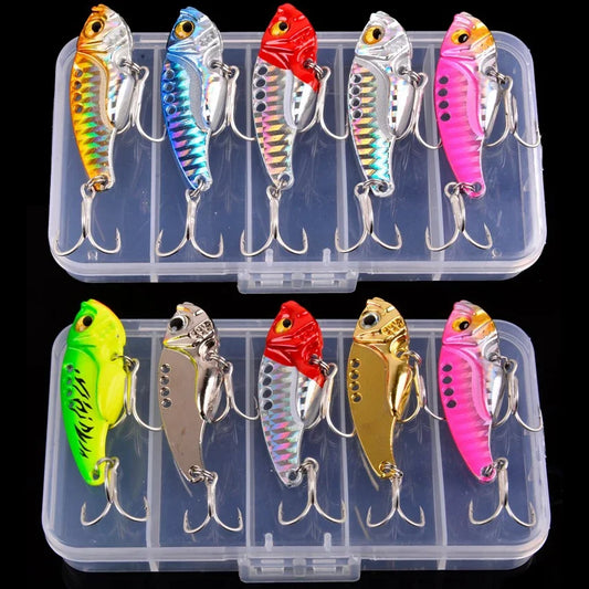 Aorace 5pcs/box Metal VIB 3/7/10/15/20g Fishing Lure, Vibration Spoon, BLADE-BAITS/ VIB Tackle
