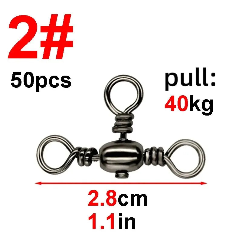50PCS/Bag Fishing Accessories Black Nickel T-Swivel, for 3-Way Rigging
