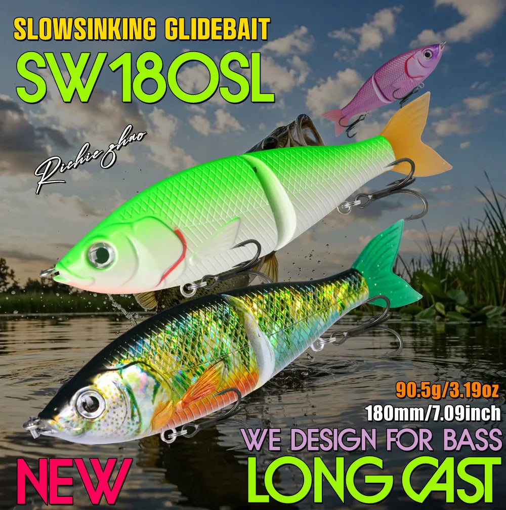 GREENSPIDER 7.09INCH 3.19OZ  Multi Jointed Swimbait  - Slow-Sinking/ Glide Bait
GREAT FOR BASS, PIKE, STRIPER, SNOOK, TARPON, REDFISH & OTHER INSHORE SPECIES