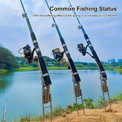 Automatic Spring Fishing Rod Holder, Adjustable Folding Stainless Steel, Ideal for Hands-Free Shore Fishing