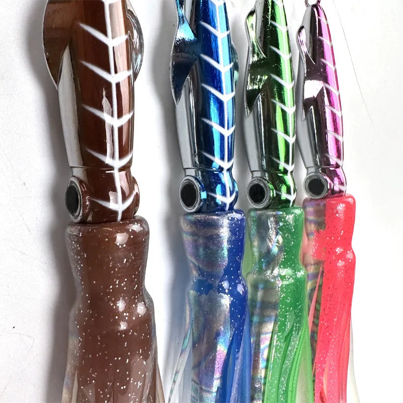 60g、100g、150g、200g Skirted SQUID Lure – Slow Pitch, Jigging/Trolling Lure for Saltwater/Deep Sea Fishing
ALL BILLFISH, MAHI/DORADO, KINGFISH, TUNA, WAHOO, SALMON, STRIPERS...PELAGIC SPECIES