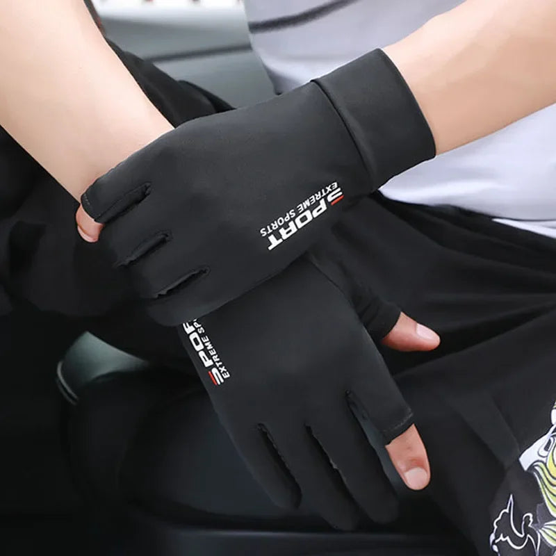 FLYSAND Anti-UV Men Women Fishing Gloves Sunscreen Antiskid Spring Summer Ice Cool Breathable Cycling Sport Gloves Fishing