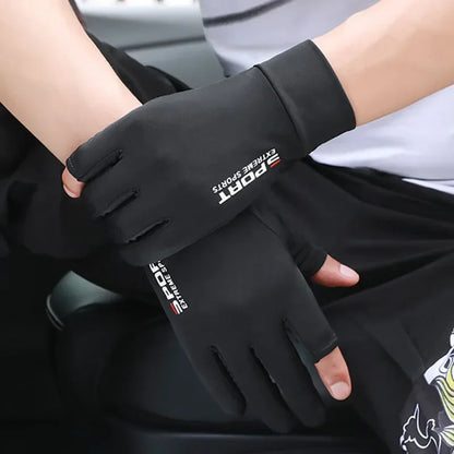 FLYSAND Anti-UV Men Women Fishing Gloves Sunscreen Antiskid Spring Summer Ice Cool Breathable Cycling Sport Gloves Fishing