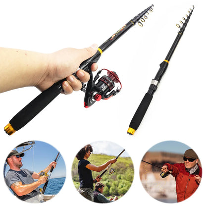 Carbon Fiber Spinning Rod Telescopic Travel Fishing Pole, Travel Rod