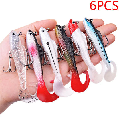 6PCS  Soft Silicone Bait For Sea Bass, Pike ,Carp- Swimbait2027