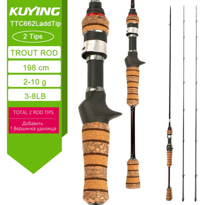 KUYING TETON L Light 1.98m 6'6" Carbon Fishing Rod Spinning Casting FUJI Reel Seat Ring 2-10g 3-8lb Medium Fast
