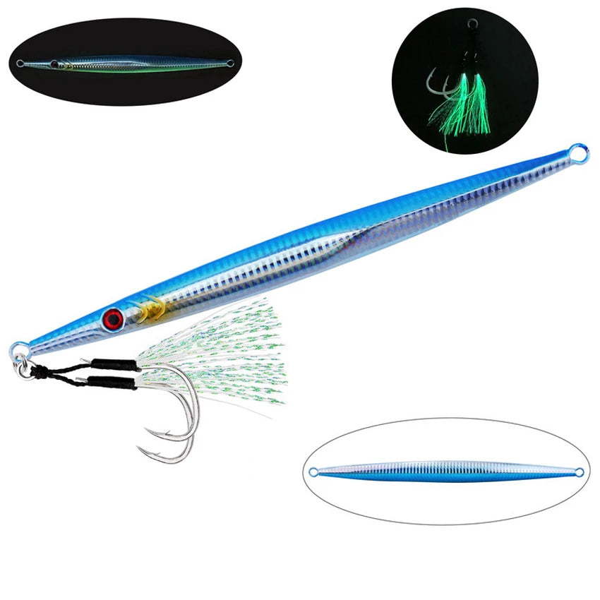 1pcs PELAGIC & BOTTOM FISH Jig - Fast Sinking And Slow Shaking, Luminous, Iron Plate 100g