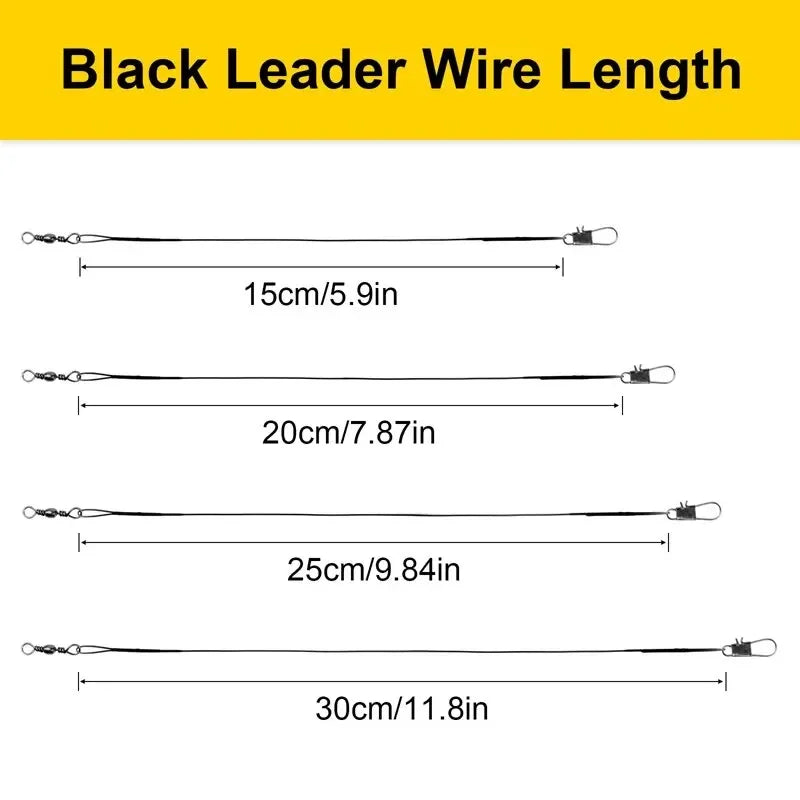 20PC Anti Bite Steel Fishing Line 15/20/25/30cm Steel Wire Leader With Swivel