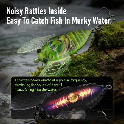 Kingdom 2026 New Cicada Topwater Lure With Wings 21mm 1.6g 27mm 2.4g - Hard Bait For Freshwater Bass or any PREDATOR species