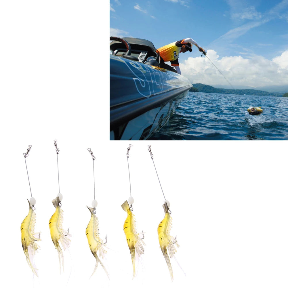 5pcs Soft  Shrimp Simulation,  Prawn Lure, pre-rigged