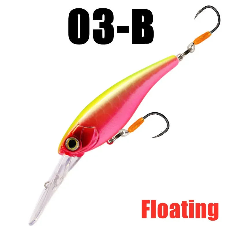 GREENSPIDER Suspending Crankbait-Minnow/ 65mm 10g Shad Hard Bait, Deep Diver, Depth 1.5m / Long Casting
BASS, PIKE, TROUT, WALLEYE, SALMON