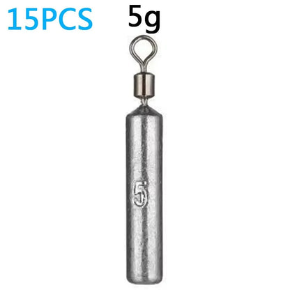 Fishing Weight 15PCS/Lot Sinker Mold 3.5g 5g 7g 10g 14g 20g Tube Bullet