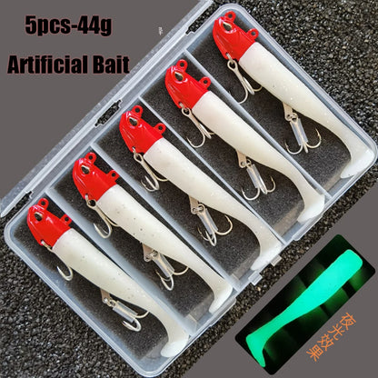 5PCS 44g Artificial Bait Lumious/Glow Mackerel Sea Bullet Bass Snapper Fishing - Swimbait, Jigging