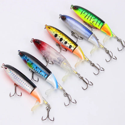 5pcs Whopper Plopper-style, Rotating Tail, for Bass, Pike etc.- for Topwater Fishing