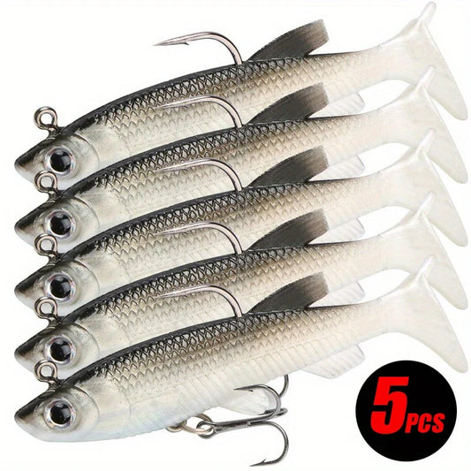 5Pcs Realistic Soft Bait-8Cm Swim-Bait-High-Quality Sharp Hooks- for Freshwater/Saltwater PREDATORS