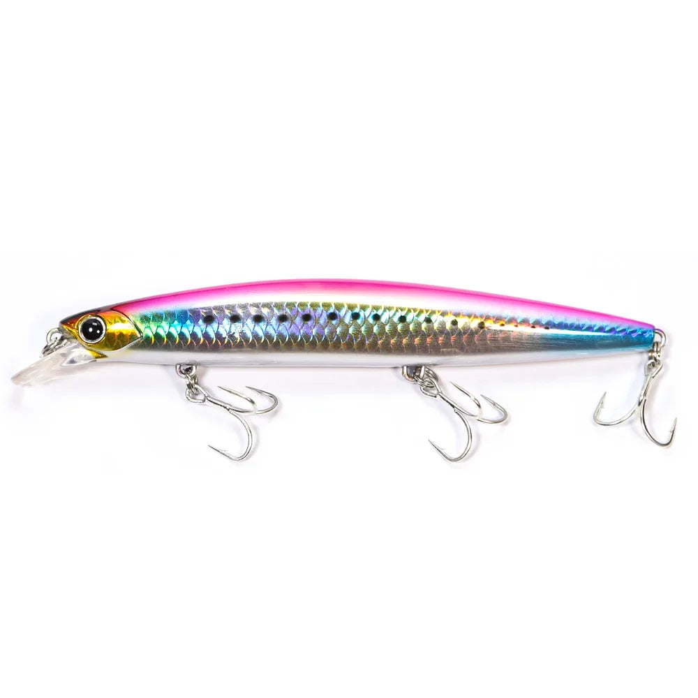 B&U 135mm 27.1g Ultra Long Casting 135S Saltwater Sinking Minnow--GREAT for Seabass, Stripers, Salmon, Steelhead, Coastal Trout, Pike, Musky & other PREDATORS