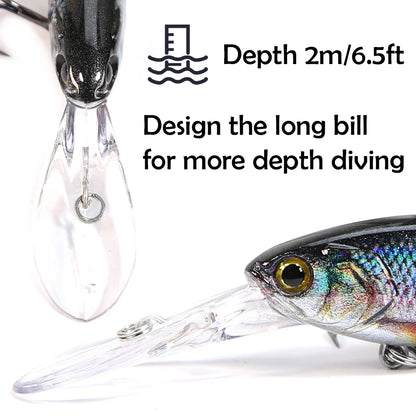 B&U Fishing Lures- Suspending Crankbait with Long Casting System, Hard Bait- 58mm 3D Printing