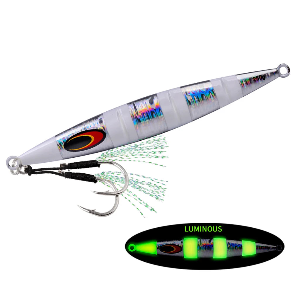 30g/60g/100g/150g/200g Fast Sinking Jigging Lure- Laser Coating- Luminous Jig for Trolling/ Jigging-TUNA, WAHOO ,MAHI/DORADO, KINGFISH, AMBERJACK, &ALL BOTTOM FEEDERS