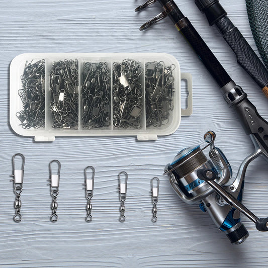 200pcs Bearing Swivel with Interlock Snap, for Connecting Fishing Line and Lures