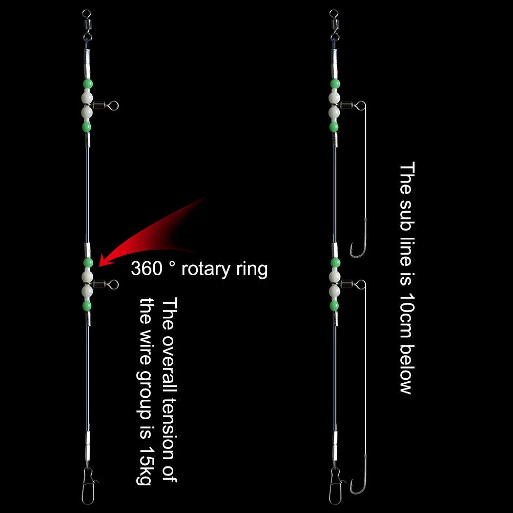 Night Glow Fishing Leaders Fishing Leader  with Swivels and Snaps  for Saltwater Freshwater