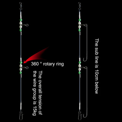 Night Glow Fishing Leaders Fishing Leader  with Swivels and Snaps  for Saltwater Freshwater