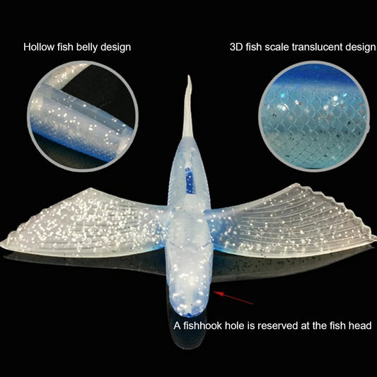 Flying Fish Lures Vivid, Lifelike Soft Bait for Saltwater, Freshwater Fishing