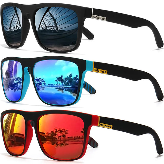 Black Polarized Square Sunglasses Men Women Fashion Classic Driving Shades for Outdoor Sports Cycling Travel Fishing