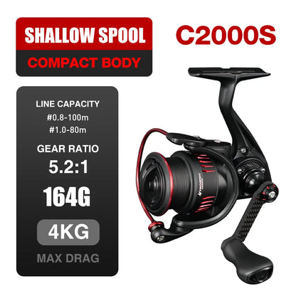 Seasir Prospec Spining Reel P-Series- Ultralight, Carbon Fiber Washers ,8+1BB Max Drag 9Kg- Freshwater or Saltwater Fishing