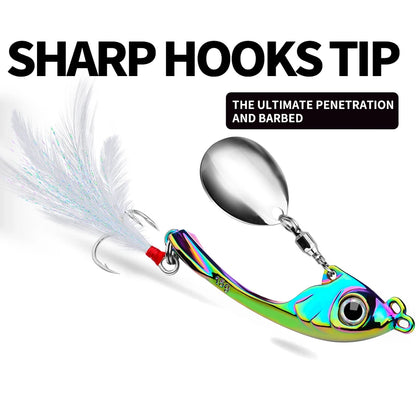 Spinner Bait Metal Vib Fishing Lure- Trolling Wobbler- Sinking Hard Bait for Bass, Trout, Walleye- Freshwater and Saltwater
