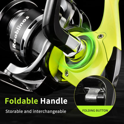 Rooblinos MX Spinning Reel, 5.2:1 Gear Ratio, 2+1BB, Lightweight, Smooth Drag, Anti-Reverse- for Saltwater/ Freshwater