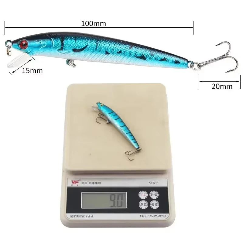 10pcs 9g/10cm Fishing Lures Minnow Floating Hard Bait Trolling Artificial Bait Wobbler Crankbait Predator   Fishing