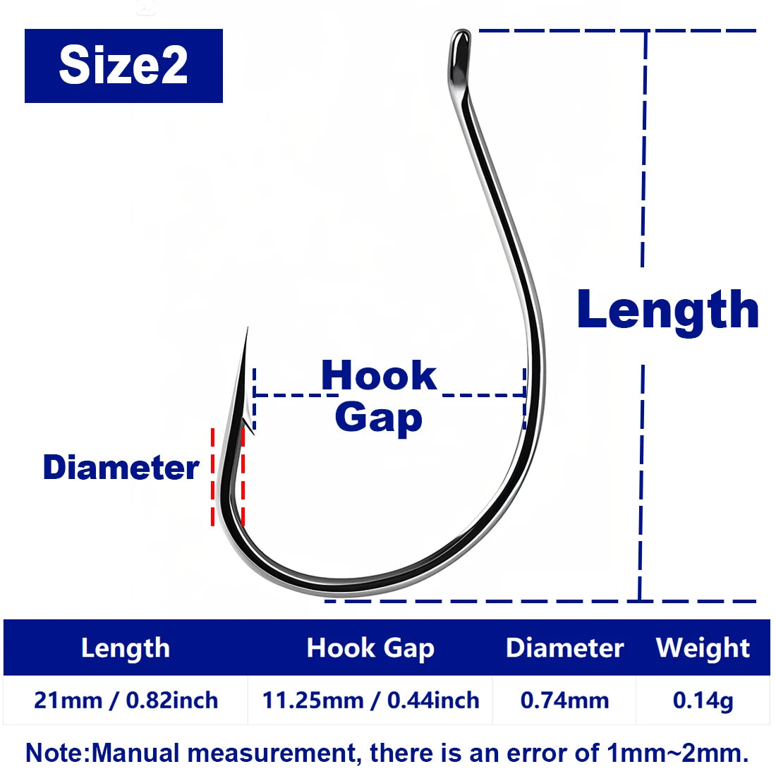 FishTrip 50-200pcs Drop Shot Hooks for Bass Fishing, High Carbon Steel- Wacky Hook