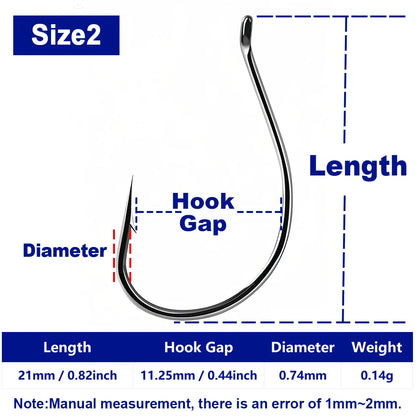 FishTrip 50-200pcs Drop Shot Hooks for Bass Fishing, High Carbon Steel- Wacky Hook