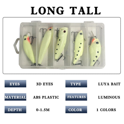 5 Pcs/Set Fishing Lures, Luminous Crankbait, for Night Fishing