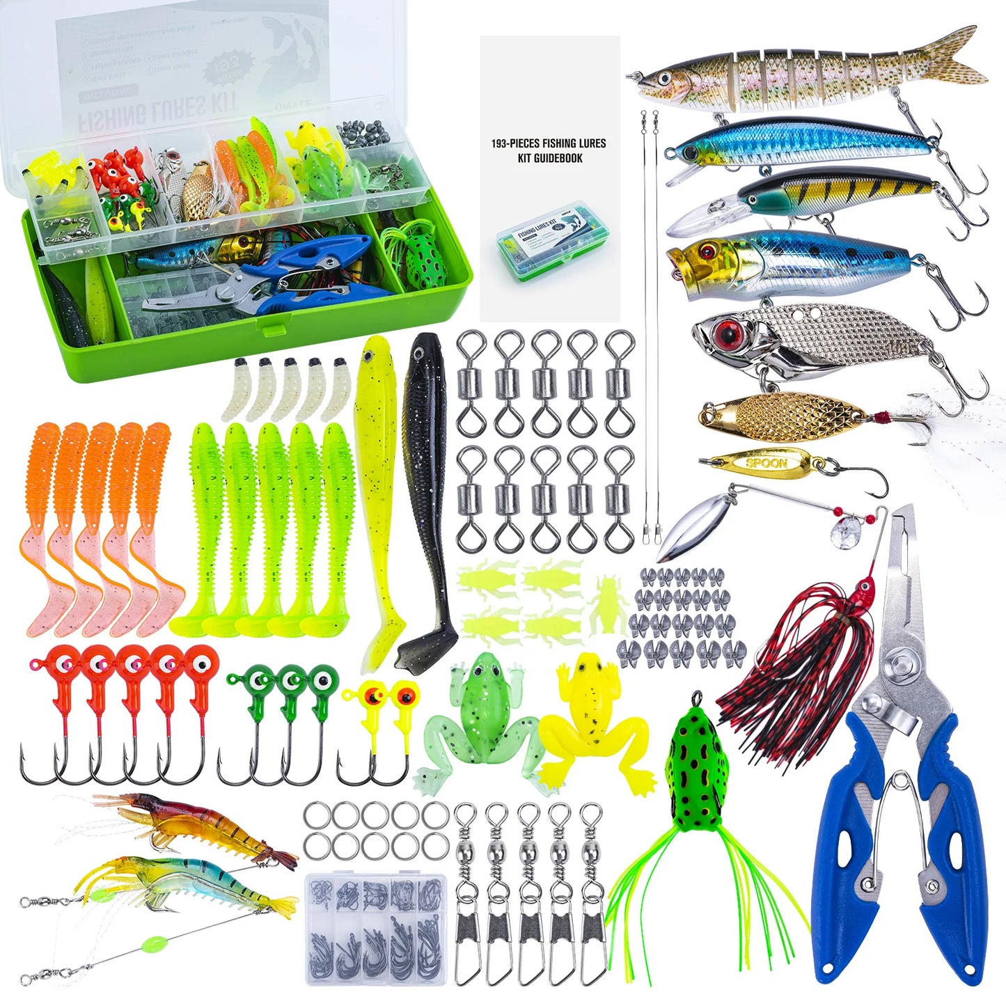 Goture 193/255 Pcs Fishing Lure Kit Soft And Hard Bait Set Applicable To All Water, With Box