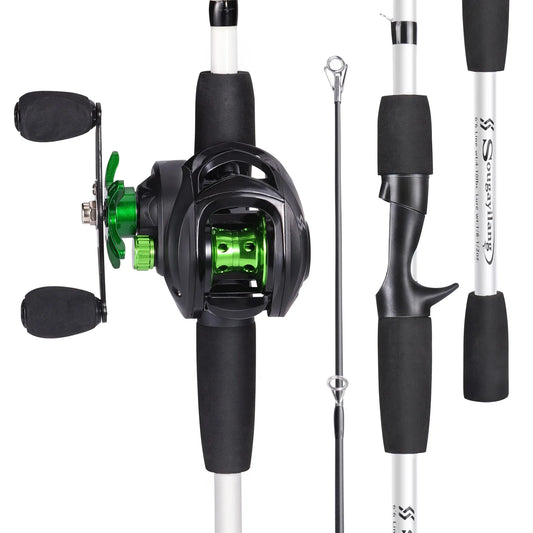 Sougayilang Fishing Rod Reel Combo 1.8m 4-Sections Carbon Fiber Rod and 7.2:1 Speed Gear Ratio Max Drag 8kg for Bass, Pike